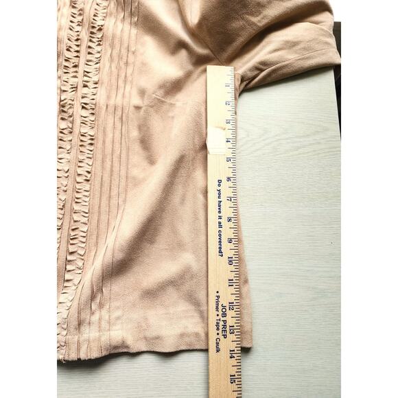 JACKET-COLDWATER CREEK-Faux Suede-Tan-Ruffled-Light Weight-Lined-MED - Picture 15 of 16